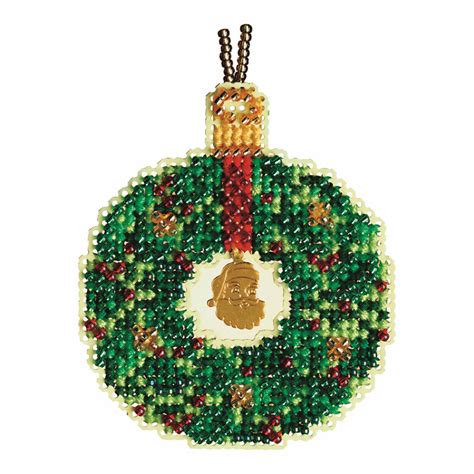Mill Hill Christmas Jewels Emerald Wreath #MH16-1305 Counted X Stitch Glass Bead Kit with Charm